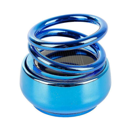 (1, blue) Portable Kinetic Mini Solar Aromatherapy Auto Rotating Double Ring Car Home