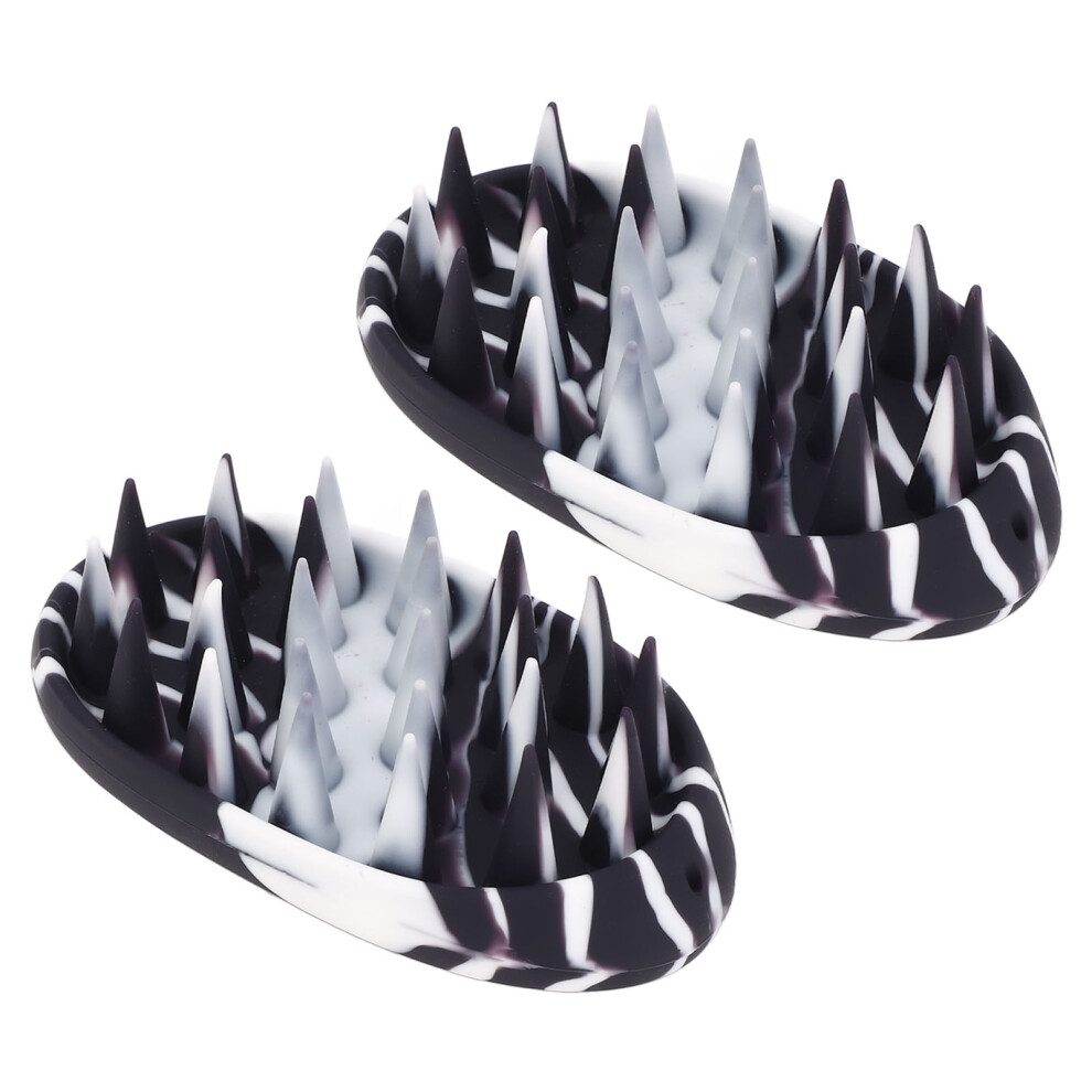 Silicone Shampoo Brush Head Scalp Clean Scrubber 2pcs, Ergonomic 10x6x3.5cm