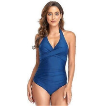 (L, COLOR6) Women's New Arrival One Piece Swimsuits Tummy Control Front Cross Bathing Suits Slimming Swimsuit V Neck Swimwear