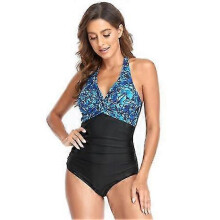 (L, COLOR2) Women's New Arrival One Piece Swimsuits Tummy Control Front Cross Bathing Suits Slimming Swimsuit V Neck Swimwear