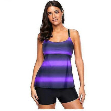 (XXXL, Purple) Womens Tankini Swimsuits Athletic Two Piece Tummy Control Bathing Suits With Shorts Modest Tank Tops