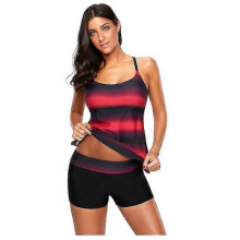 (S, Red) Womens Tankini Swimsuits Athletic Two Piece Tummy Control Bathing Suits With Shorts Modest Tank Tops