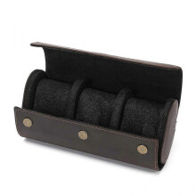 (3, Dark Brown) Watch Storage Organizer Display Men Gift Watch Box Organizer Watch Roll Box