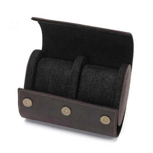 (2,Dark brown)Watch Storage Organizer Display Men Gift Watch Box Organizer Watch Roll Box