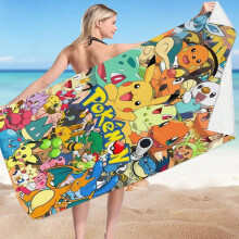 (BSTJ59, 70*150 (microfiber)) Pokemon beach towel Pokemon microfiber double-sided velvet beach towel Pokemon beach towel