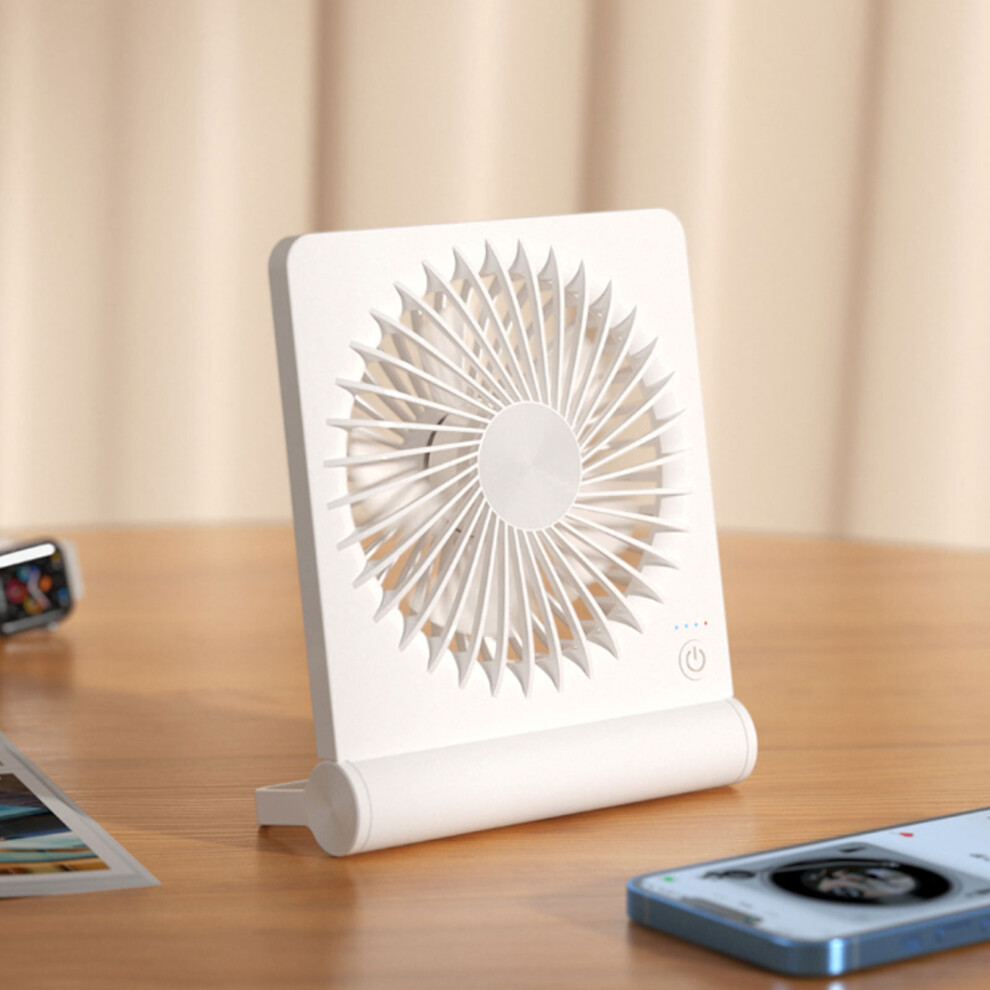 USB Rechargeable Portable Desk Fan, 3 Speeds, White, 2000mAh-image-OPC-PJ7778H-NEW