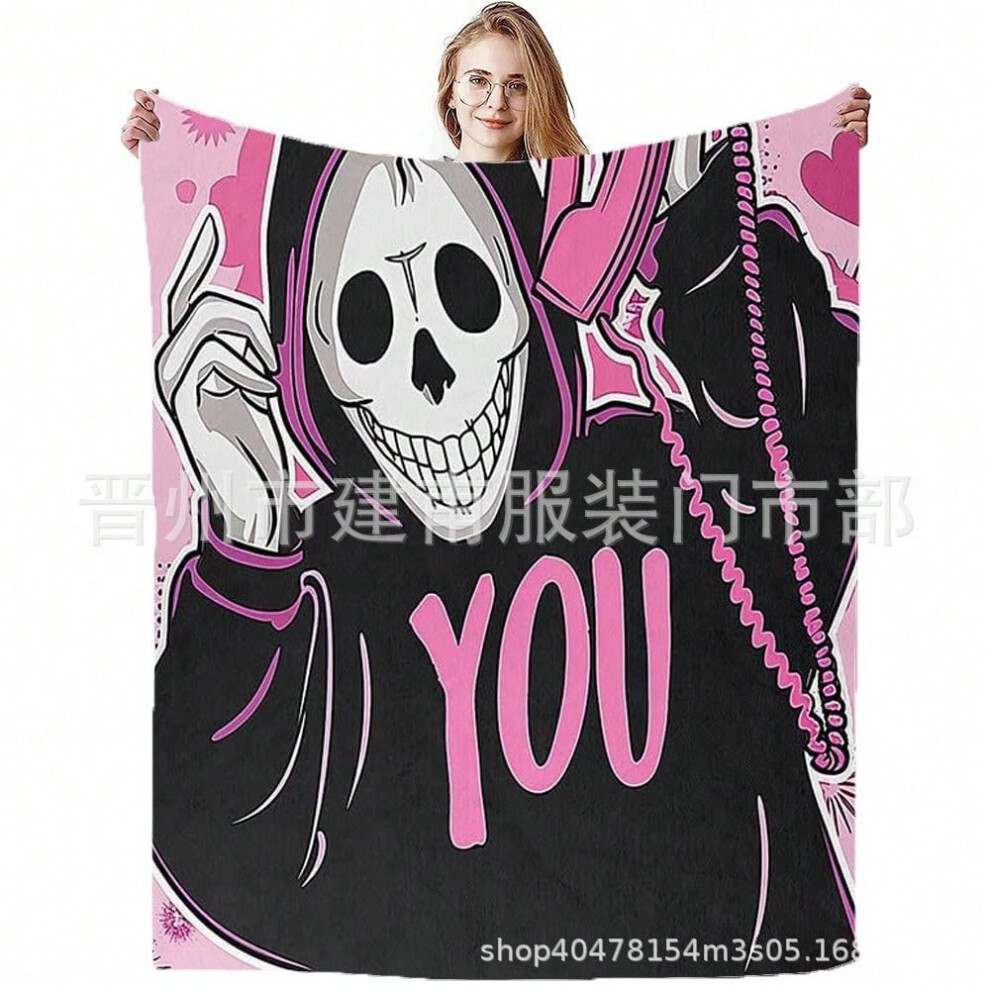 (MTOU16, 150X200cm (flannel)) Pink Halloween Blanket Pink Halloween Flannel Blanket Air Conditioning Blanket Nap Cover-image-OPC-PJ777W8-NEW