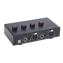 2 Channel USB Microphone Amplifier with Phantom Power, 48V, 75dB Gain