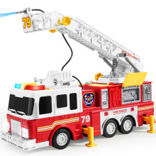 JOYIN Extra Large 33-inch Ladder Fire Truck Toy for Kids 3+ - Lights  Sirens  Hose  Pump