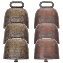 Copper Cow Bells Anti Lost Alarm Bell Round Compact Design for Cattle Sheep Farmers 6Pcs