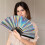 2025 Latest Model  Large Folding Hand Rave Fan,Clack Handheld Fan,Holographic 4