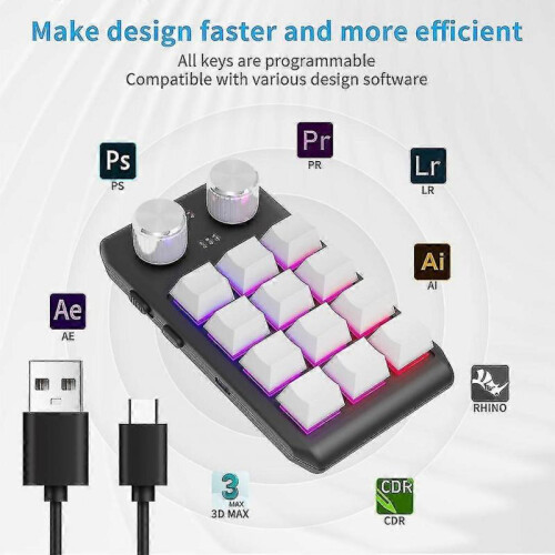 One-handed Mechanical Keyboard 12 Programmable Keys Rgb Lighting Macro Keypad 2