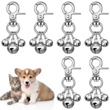 6 Pcs Pet Bells for Collars Dog Triple Bell Pendant Dog Bell Collar Charm Loud Dog Bells Key Rings for Dog Cat Collar Decoration and Training