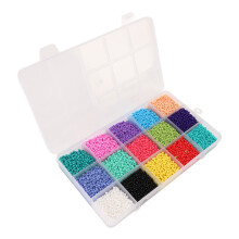 Multifunctional Craft Beads Kit with 15 Compartments, Acrylic, Glass & Plastic Beads for Jewelry Making