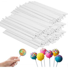 2025 Latest Model  200 Count Cake Pop Sticks, 6 in White Lollipop Sticks, Paper Candy Sticks, Sucker Sticks f