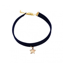 (S, Navy Blue) Pet Collar Adjustable Wear Resistant Velvet Mini Star Pendant Pet Cat Dog Collar Ornament Pet Supplies