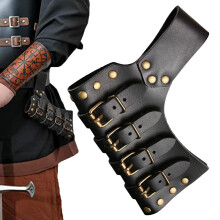 Scabbard Knife Holder Belt with Faux Leather Sheath Holder Retro Belt for Swords and Sheaths Black / Adjustable