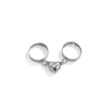 Charm Magnetic Heart Couple Ring Simple Adjustable Distance Heart Ring, Gifts for Lovers for Unisex Adult