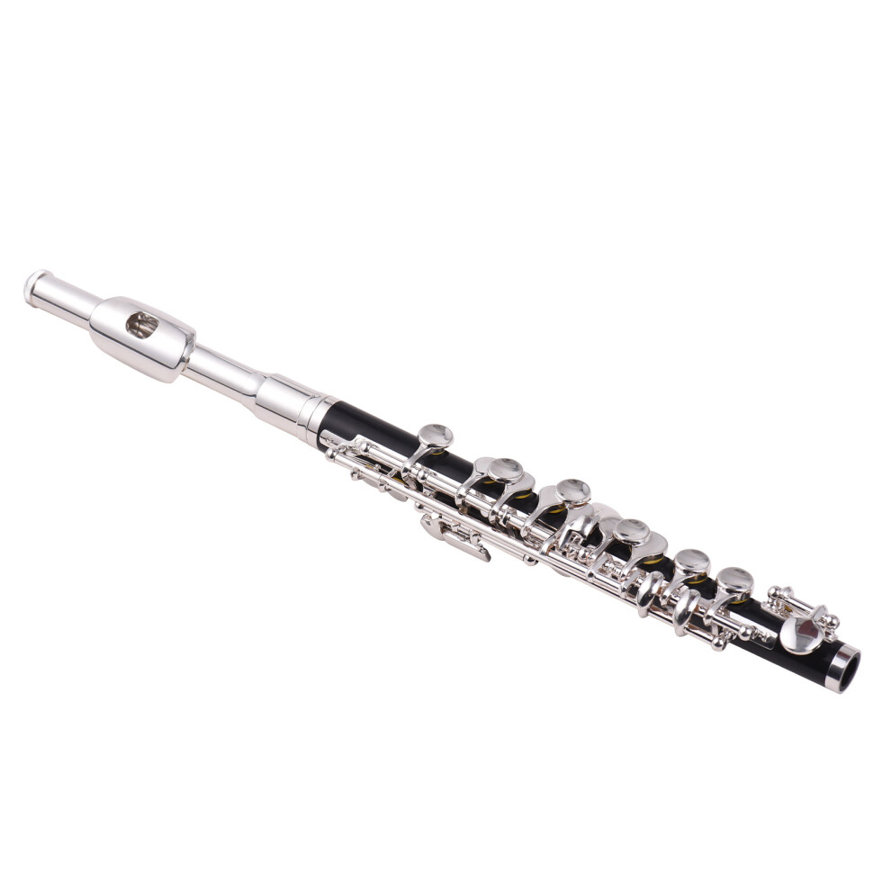 Piccolo Instrument ABS White Copper Silver Plated C Key Flute for Beginners, 31.5x5x2.5cm