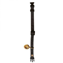 Demin Pet Collar Adjustable Bell Sound Necklace for Cat Kitten Dog Black Size S 1Pcs