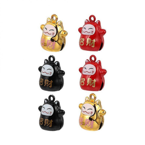 1 Set 6Pcs Fortune Cat Shape Bells Pet Bells DIY Supplies (Assorted Color) 2