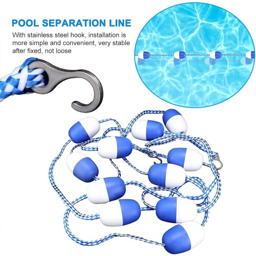 18'' Pool Safety Floating Line Separator Set, Pool Safety Separator with Buoy/Hook  Pool Driveway Divider,  Float Pool Driveway Rope 1
