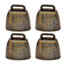 Wabjtam 4 Pieces Metal Cow Bells Sheep Bells Jewelry Farm Accessories (bronze), 35mm