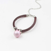 (Pink) Breakaway Nylon Adjustable Puppy Kitten Japanese Pet Collar Handcrafted Detachable Cat Neck Ring with Bell Charm