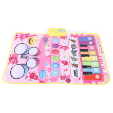 Portable Pink Music Mat Floor Keyboard with Drumsticks, 80x50cm