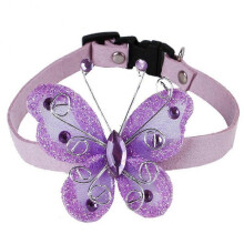 Pet Dog Cute Butterfly Collar Cat Necklace Puppy Neck Ornament(Purple M)