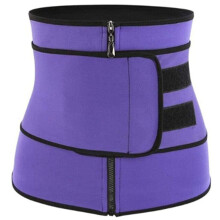 Neoprene Fat Sauna Waist Trainer Waist Trimmer Belt Men and Women Body Shaping Zipper Abdominal Belt Slimmer Kit / 86 (Color : Purple, Size : Medium)