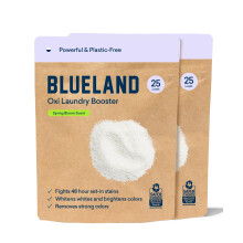 BLUELAND Oxi Laundry Booster Powder Refill 2-pak Zapach Spring Bloom 50 ladunkw 35,2 uncji Bez plastiku Ekologiczny srodek czyszczacy Oxy Odplam
