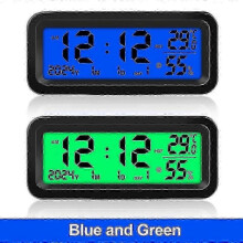 Solar Car Digital Clock Date Week Temperature Humidity LCD Display for Dashboard Car Clock Automobiles Internal Thermometer Hygrometer Stick-On 2025