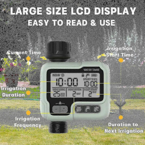 Water Timer Irrigation Timer Ipx5 Waterproof Manual Automatic Sprinkler with Large Lcd Display Easy Installation NEW 1