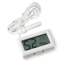 2-in-1 LCD Digital Built-in Thermometer Hygrometer with External for Reptile Incubator Aquarium Poultry - White