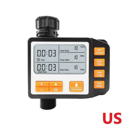 (US) Watering Programmer Irrigation Timer IPX5 Waterproof Automatic Manual Sprinkler with Large LCD Screen Easy Installation