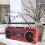 Retro Cassette Player Recorder with Bluetooth, AM FM SW Radio, USB, Red EU Plug 14
