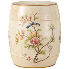 Ceramic Garden Stool, Glazed Flower and Bird Shoe Changing Stool for Living Room, Balcony, Garden etc (Color: A) (Color : White) (Color : Bianco)