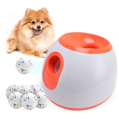 Automatic Dog Ball Launcher with 3 Balls, Orange, Adjustable Range, UK Plug 2