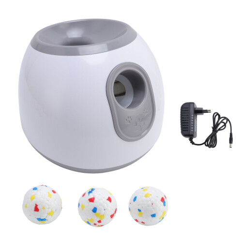 Automatic Dog Ball Launcher Grey 3-Level Adjustable Indoor Outdoor 1