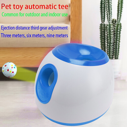 Blue Portable Automatic Pet Ball Launcher with 6 C Batteries, 3 Ranges 2