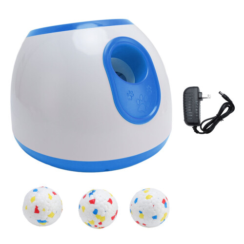 Blue Portable Automatic Pet Ball Launcher with 6 C Batteries, 3 Ranges 1