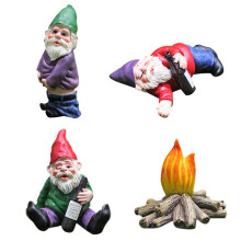 (Suit-4pcs) 4pcs Naughty Miniature Gnome Statue Dwarf Garden Funny Ornament Decor Figurine