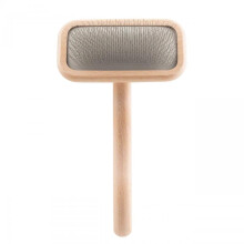 Mark II Small Slicker Brush with a Beech Wood Body and Ground and Polished Stainless Steel Pins for Professional Grooming