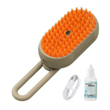 (D) Pet Steam Brush 3-in-1 Spray Pet Brush for Shedding Grooming Massage Cleaning Anti-Static Pet Hair