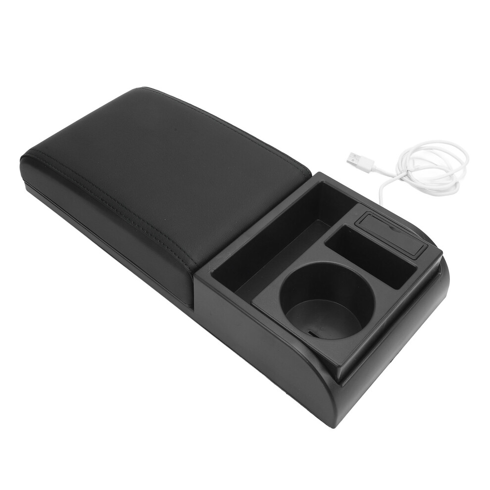 Adjustable Car Center Console Armrest Box With Usb & Cup Holder Black 8731330192876