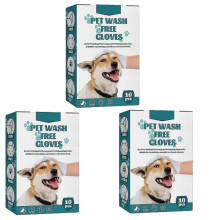 (3 Box - 30pcs)Pet Clean Wash Free Gloves, Pet Grooming Gloves, Pet Disposable Glove Wipes, Pet No Rinse Wipes, Pet Clean Wash Free Gloves