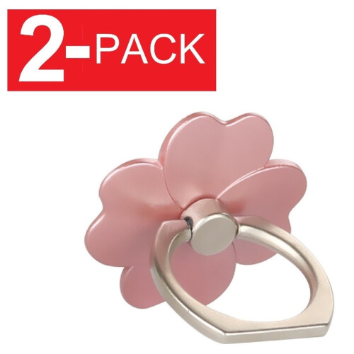 (Rose Gold) 360 2pack Universal Rotating Finger Ring Stand Holder For Cell Phone Flower