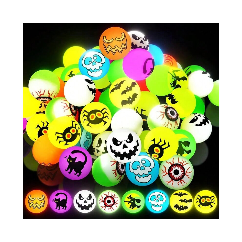 (Random, 50pcs) 100/10Pcs Halloween Glow in The Dark Bouncing Balls Toy Kids Trick or Treat Gift Goodie Bag Filler Halloween Party Favors Supply-image-OPC-PJ77X8T-NEW