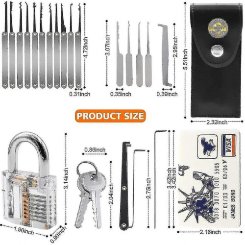 Lock Pick Set, 20-piece Premium Practice Lock Picking Tools with Transparent Training Padlocks-yu 1